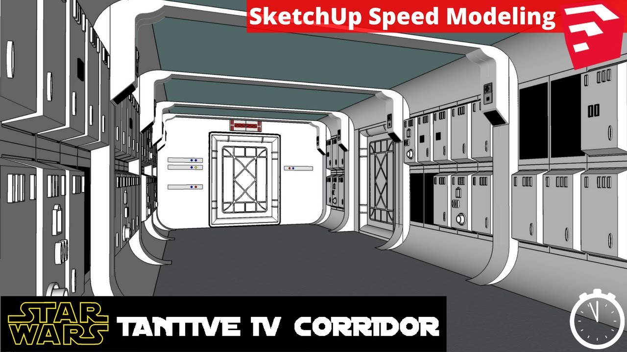 sketchup tutorials interior design ( kitchen ) download SketchUp Speed Modeling - Star Wars Tantive IV Corridor
