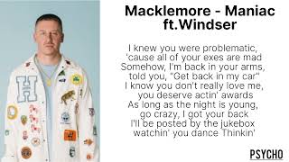 Macklemore - Maniac ft.Windser lyrics