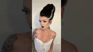 Bride of Frankenstein Hair tutorial 🖤 #halloween #explore #halloweenhair #brideoffrankenstein #fyp
