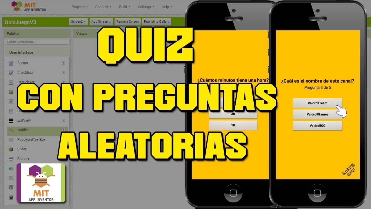 QUIZ CON PREGUNTAS ALEATORIAS EN MIT App Inventor 2