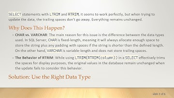 How to Effectively Remove Trailing Spaces in SQL Server Data with RTRIM and LTRIM