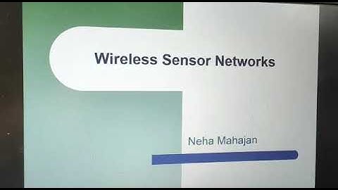 Introduction to Wireless Sensor Networks for BE Extc by Prof Neha Mahajan