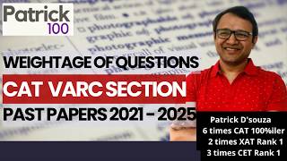 Topicwise weightage of Verbal in Past CAT Papers | CAT Verbal Questions 2021 - 2025 | Patrick Dsouza