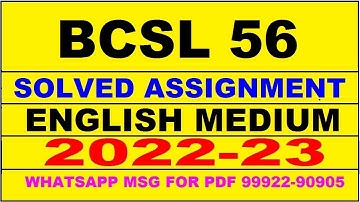 bcsl 56 solved assignment 2022-23 in english | bcsl 56 solved assignment 2022-23 | bcsl 56 2023