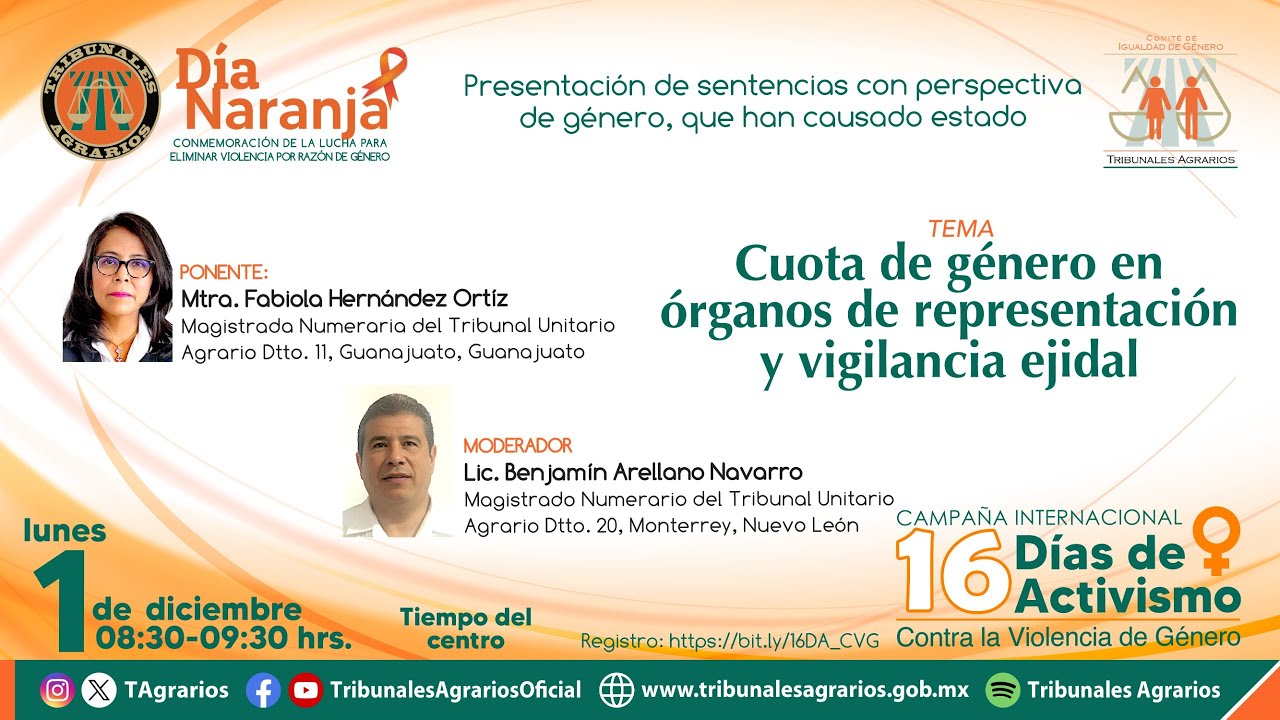 01/12/25 | 16 días de Activismo | Cuota de género en órganos de representación y vigilancia ejidal
