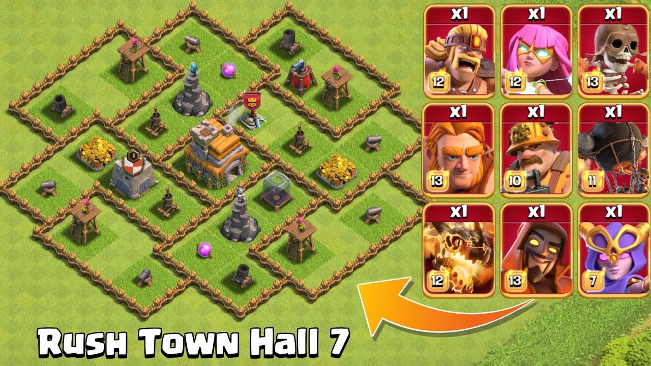 Rush Town Hall 7 vs All 1 Super Troops | Clash of Clans