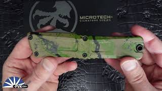 Microtech Combat Troodon Gen 3 1142-10DTABKSPLS DE, OD Green & Tan W/Black Splatter, Signature