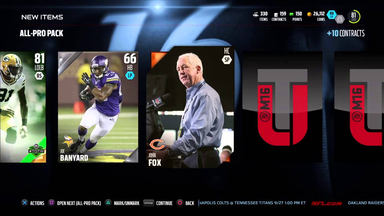 Madden NFL 16 MUT All-Pro 6 Pack Bundle w/All-MaddenTopper!!