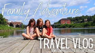 Exploring Augusta Hallowell ME Family Travel Adventure Vlog Rail Trail Kennebec River Pizza