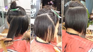 How to cut a Short Layered Bob Haircut With Graduation | Bob Hair Cutting Techniques