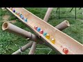 竹を使ってマーブルランレース Marble run race using bamboo