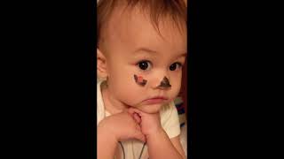 Cute 10.3-month-old passes the Mirror Test / Rouge Test / Red Dot Test (shorter version)