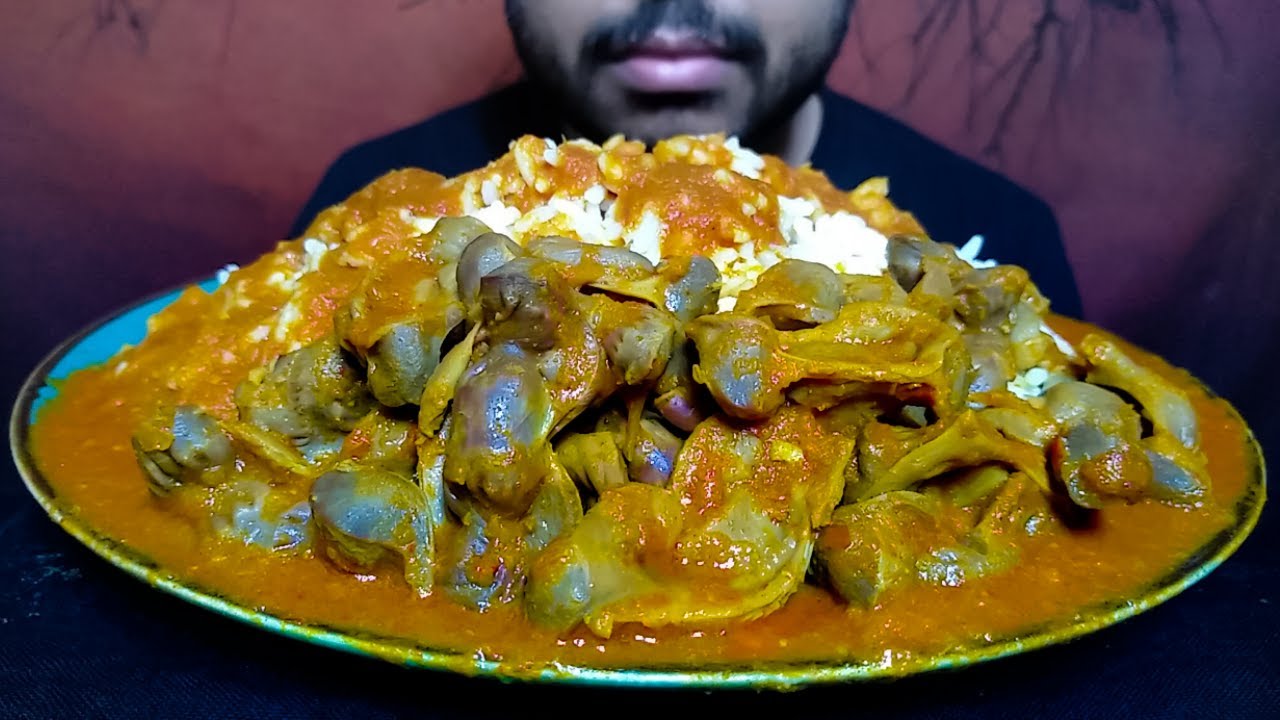 Eating Spicy Chicken Gizzard With Rice Eating Valobashi YouTube