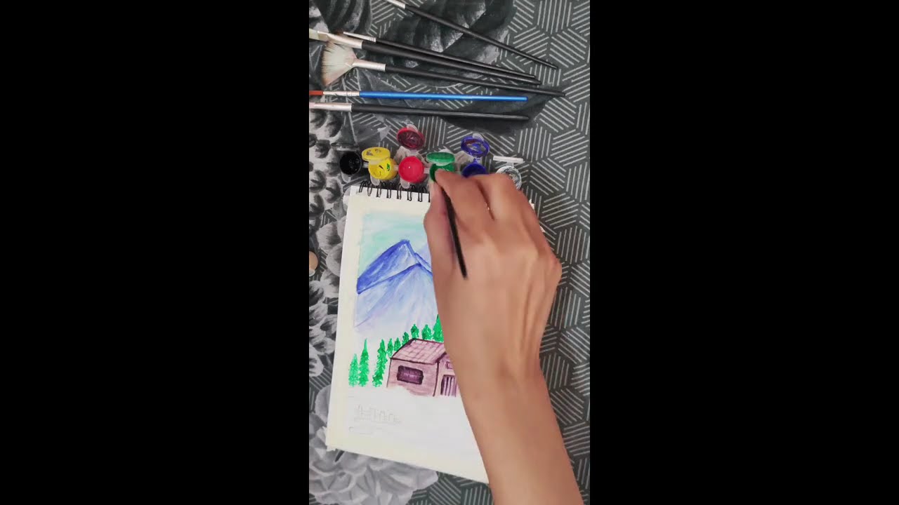 Easy landscape painting from 25rs water colours 