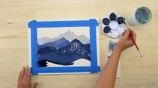 Learn to Paint Gradient Watercolor Mountains