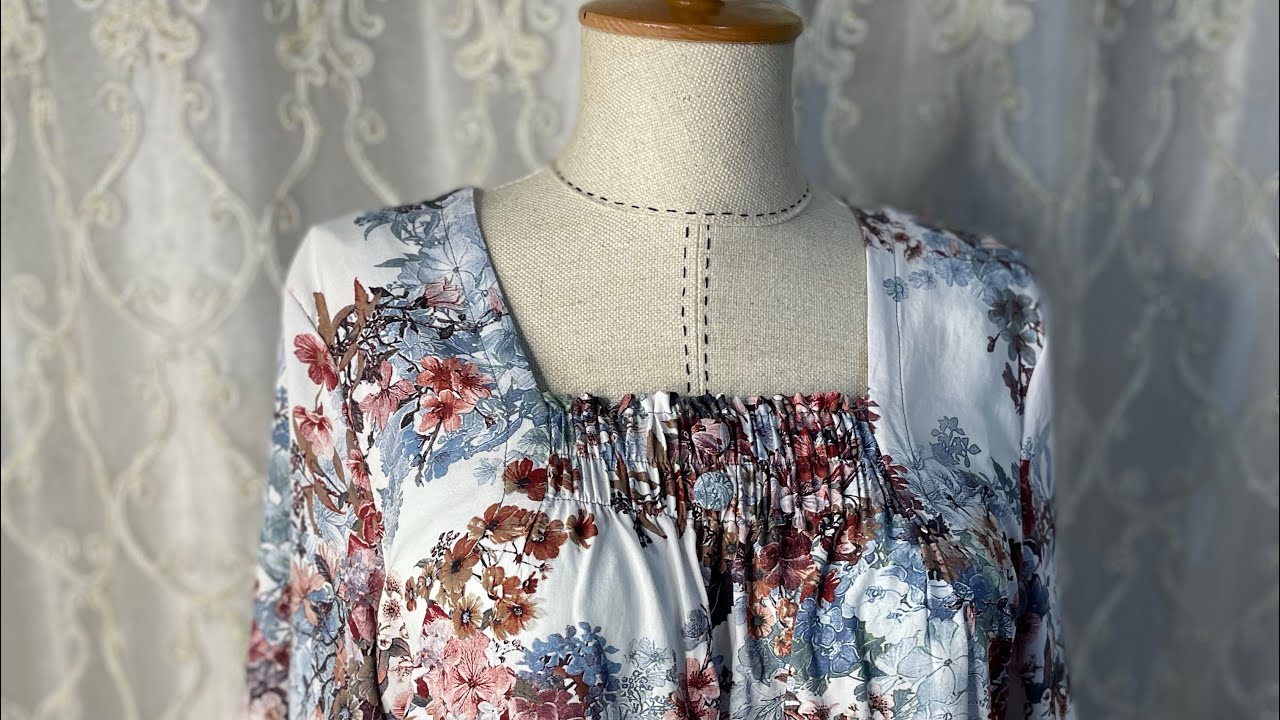 فصال وخياطة ابو اللاستيك بالصدر-خياطة رقبة مربعة مع اللاستيك قياس XL #فصالات #دشاديش