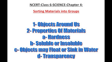 NCERT-Class 6-SCIENCE-Chapter 4:- Sorting Materials into Groups