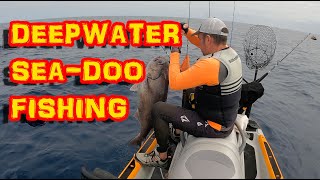 Deep water offshore Jetski fishing adventure, electric reel fishing at 1,300 feet deep.