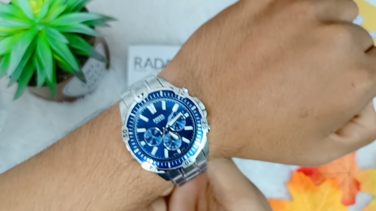 Fossil Garret Blue Dial Silver Stainless Steel