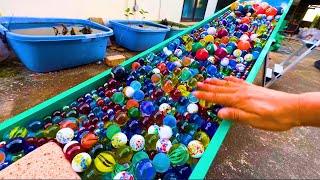 100 handmade water marble runs rolling side by side ☆ ASMR Sound of water Sound of marbles