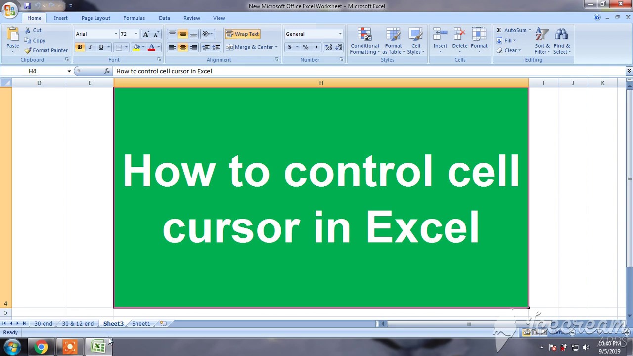 excel how to change the cursor color