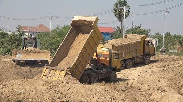 Incredible Bulldozer And Dump Truck at Work | Truck Unloading Soil | Dozer pushing Soil