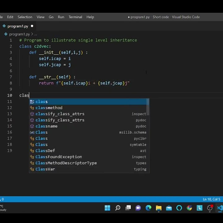 python program to illustrating single level inheritance || #shorts # ...