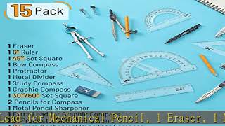 Mr. Pen Geometry Set with 6 Inch Swing Arm Protractor, Divider, Set Squares, Ruler, Compasses and P