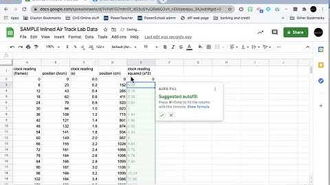 Entering Inclined Air Track Data into Google Sheets