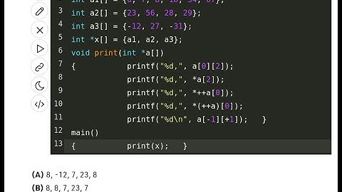 GATE 2006 CS/IT C PROGRAMMING | int *x[]={a1,a2,a3} | Print(x) | print (int *a[]) | *a[2] | *++a[0];