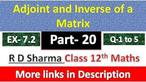 Adjoint and Inverse of a Matrix | Class 12th Maths Solution | Dhanpat Rai Publication | Part 20