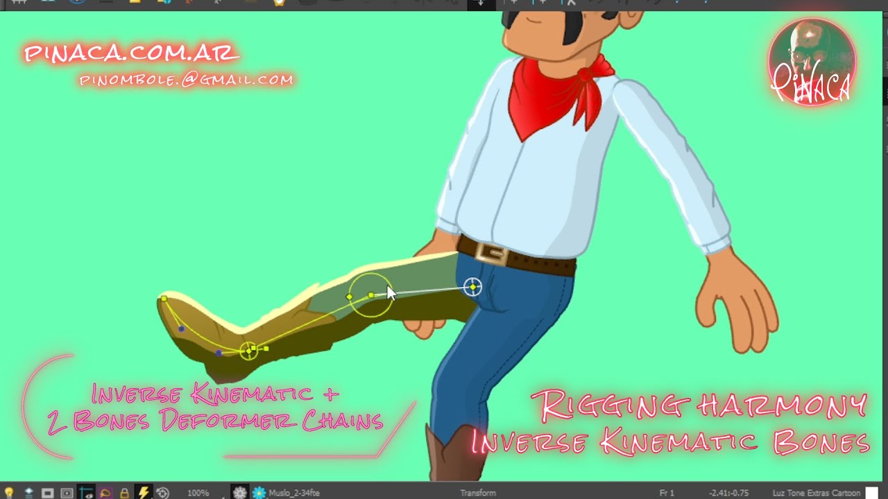 Harmony 2D CutOut Animation Rigging Planting Feet (IK) using Deformation Bones YouTube