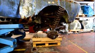 Front Subframe hanging from a rusty Rolls-Royce Silver Shadow