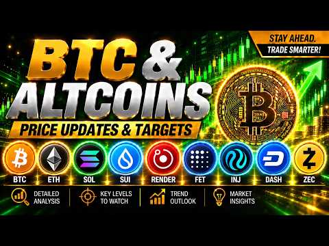 Video preview for BTC, ETH, SOL, SUI, RENDER, FET, INJ, DASH, ZEC | BULL TREND CONTINUES?!