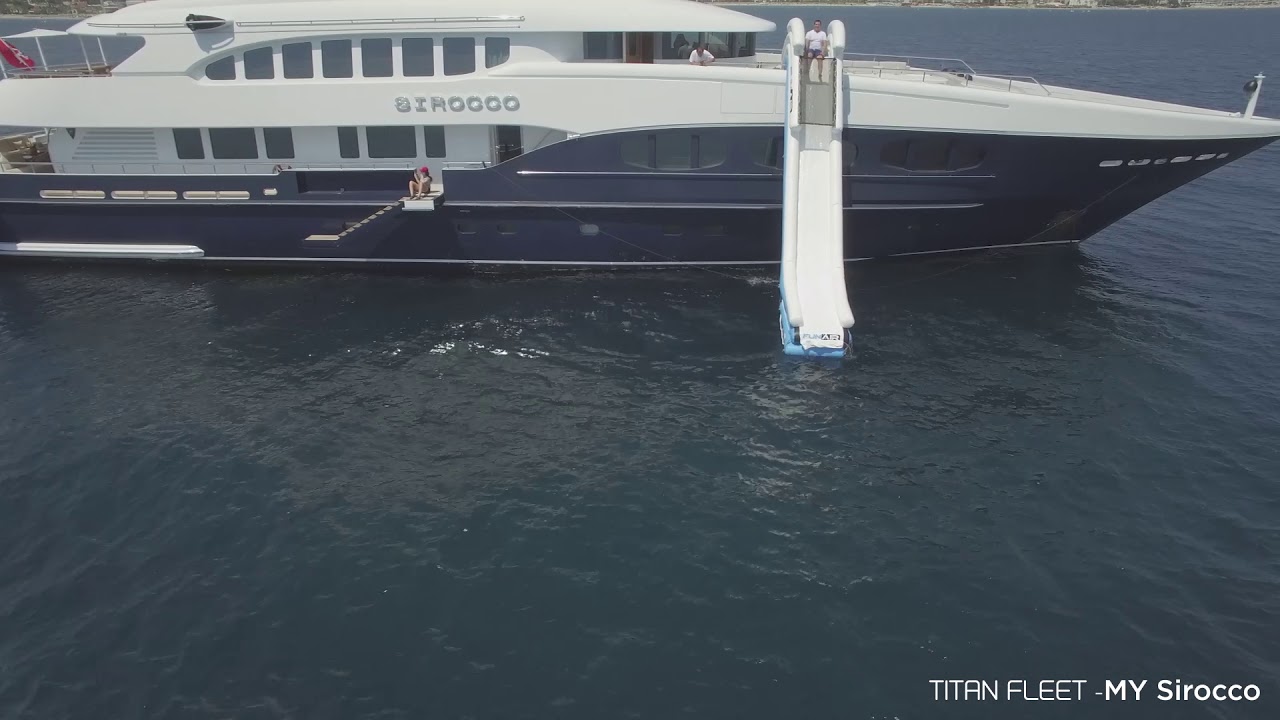 Having Fun on MY Sirocco with FunAir Yacht Slide and Climbing Wall