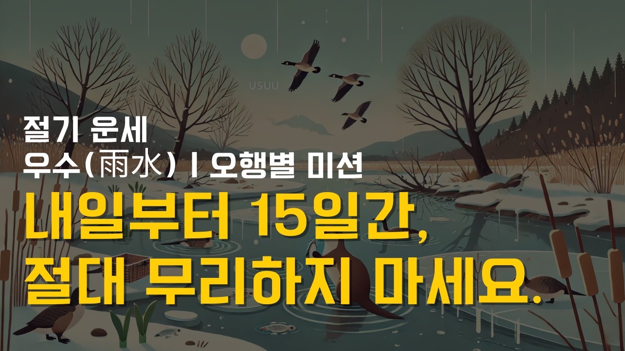 절기 운세: 우수 오행별 미션｜새해 결심이 작심삼일로 끝난 이유? 내일부터가 '진짜' 시작입니다.