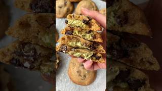 Get some 5 ingredient pistachio choc chip cookies on your plate 🤤 #cookie #pistachio #shorts