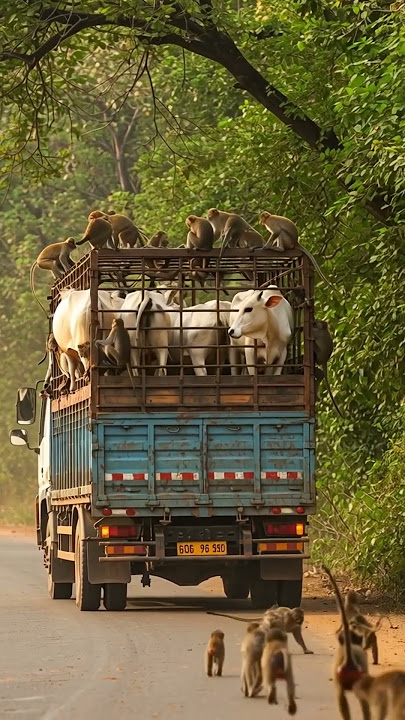 KAWANAN MONYET SERBU TRUK PENGANGKUT SAPI! SUASANA JADI PANIK!