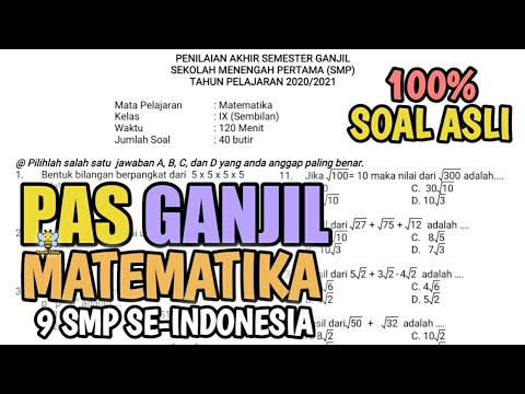 [FULL] 40 SOAL ASLI PAS GANJIL MATEMATIKA KELAS 9‼️SE-INDONESIA - YouTube