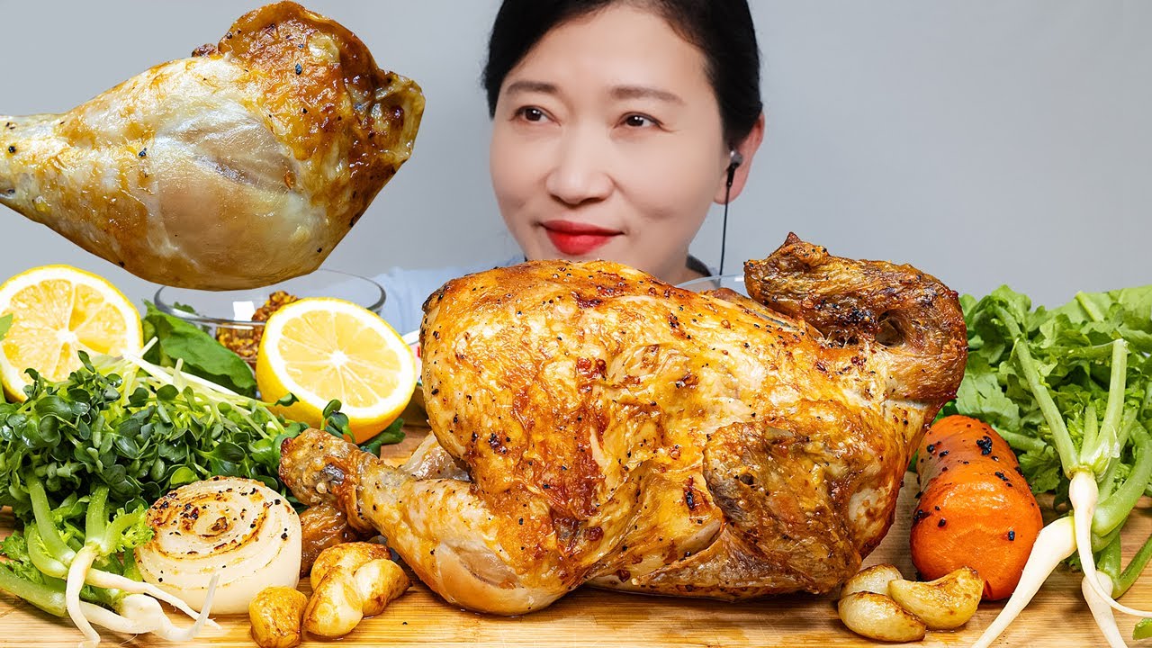 АСМР КУРИЦА-ГРИЛЬ В АЭРОФРИТНИЦЕ ПИЩЕВОЕ ШОУ [Есть субтитры]