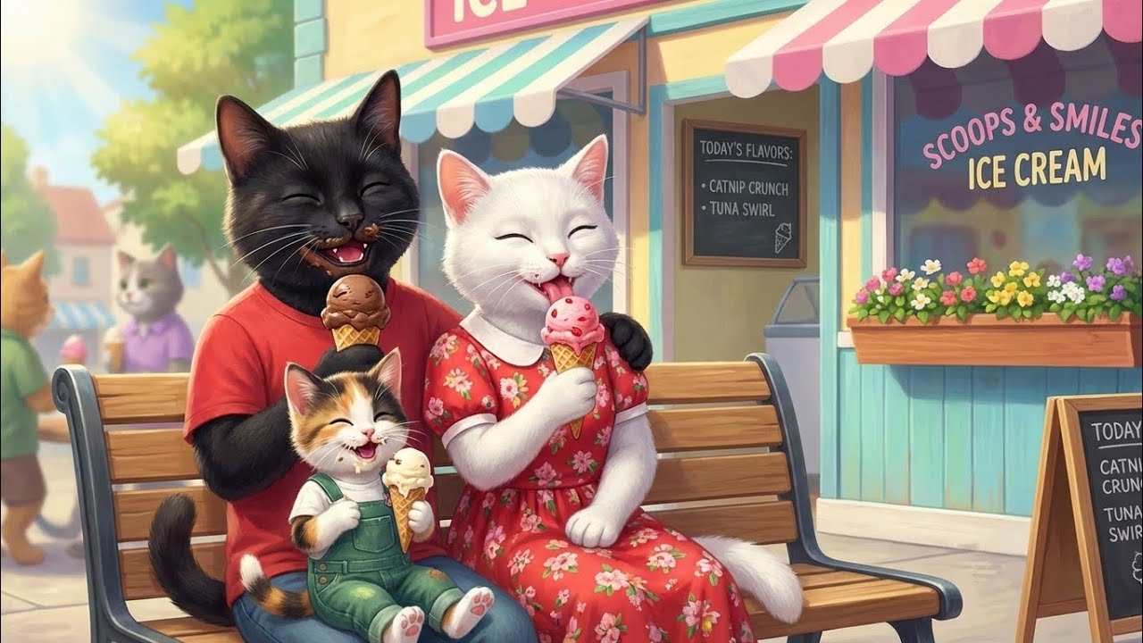 Kitten Enjoys Ice Cream with family | Family Movie Fun 