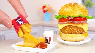 Yummy Miniature Kfc's Chicken Burger & Fries Recipe 🍔 Fast Food Recipe By Tiny Cakes | Asmr Cooking