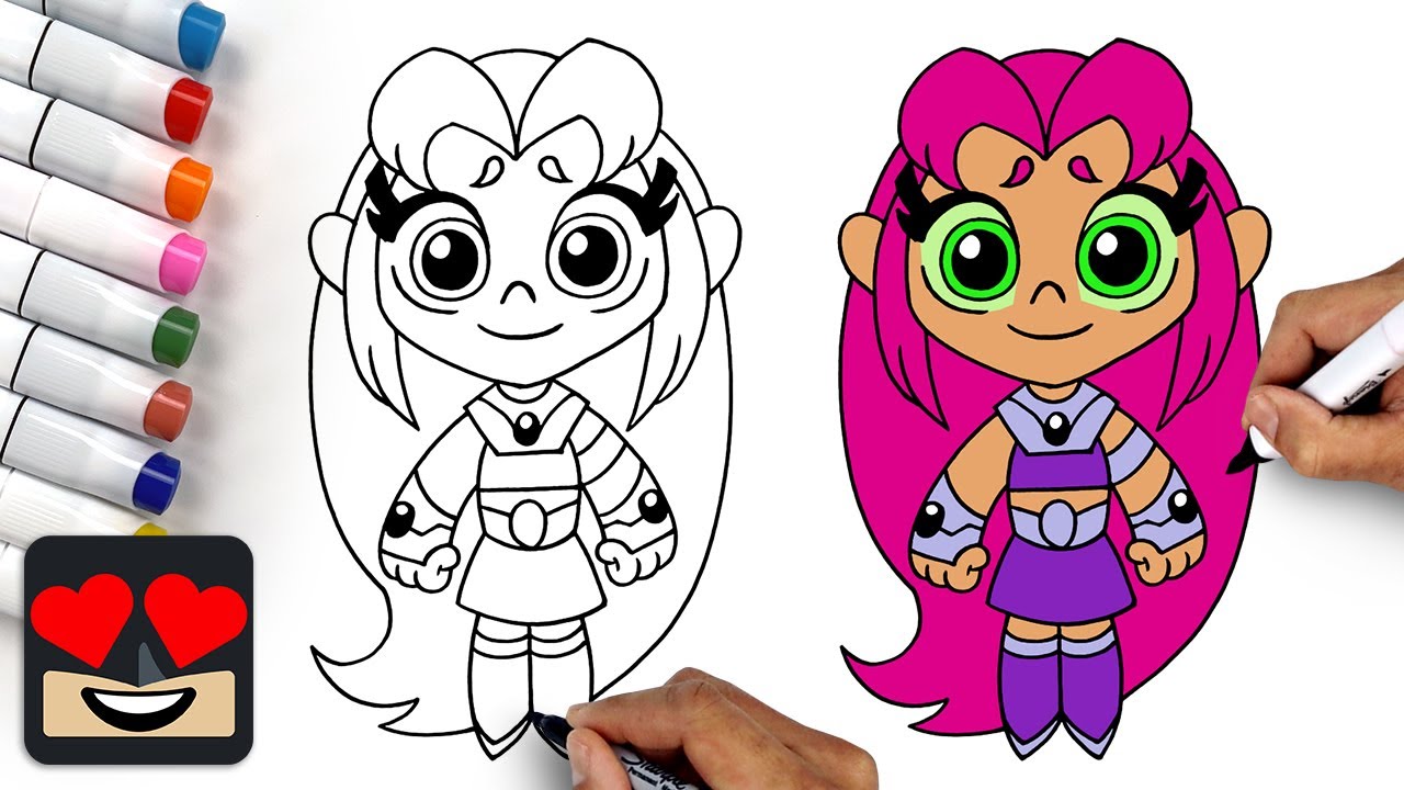 how to draw starfire step by step