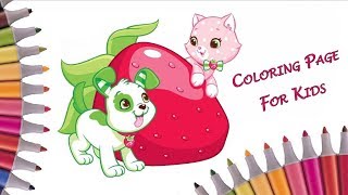 Coloring Strawberry Shortcake Berry Best Friend Pets Dog Pupcake And Cat Custard Art Colors For Kids