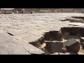 Basalt floor and sea bed in front of the main pyramids at Giza