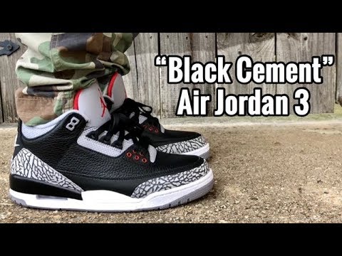 Air Jordan 3 “Black Cement” on feet - YouTube