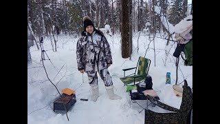 мясо на Костре. Зимний лес. Родник