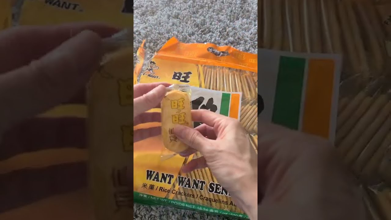 Asian snack from Taiwan - Want Want Senbei Rice Crackers, baked, crispy, slightly salty, Family Pack