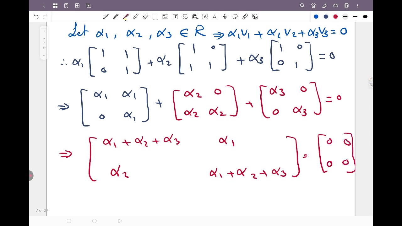 الجبر الخطي: الارتباط الخطي و الاستقلال الخطي Linearly dependant, Linearly independant الجزء (2)