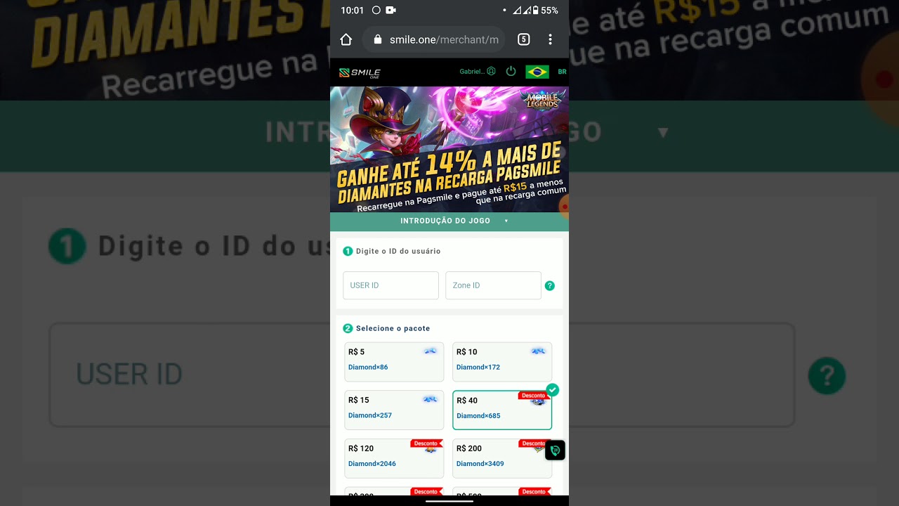 COMO COMPRAR DIAMANTES PARA FREE FIRE NO SMILE ONE VIA PIX - O SITE  REALMENTE FUNCIONA ??! 